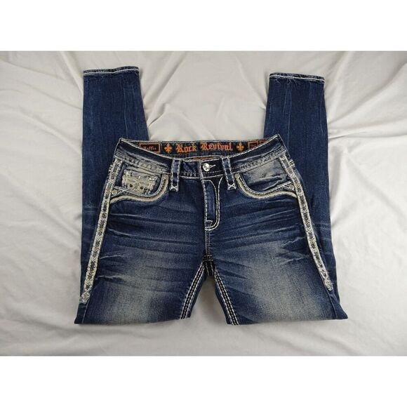 Rock Revival Raffia Skinny Jean Size 26 - Picture 2 of 9